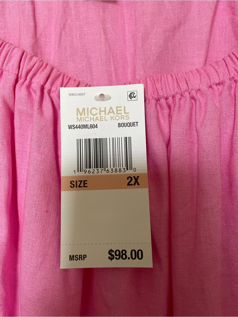 NWT Michael Kors Pink Off-Shoulder Linen Blend Blouse | Tie Sleeves - Picture 3 of 13